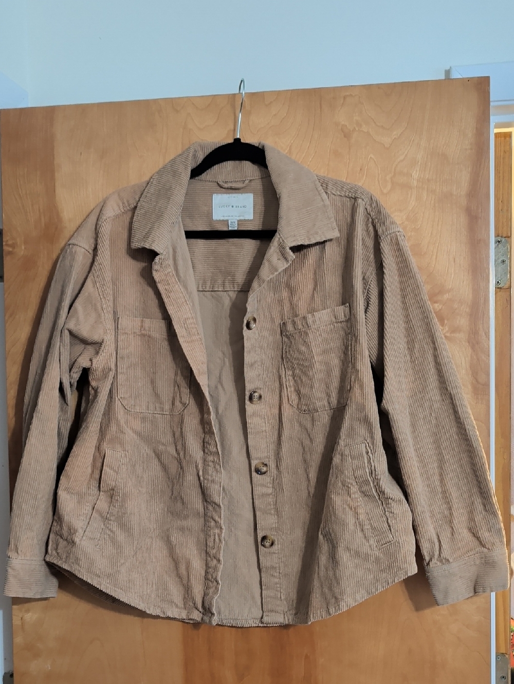 Corduroy Button-Up Jacket in Tan by Lucky Brand